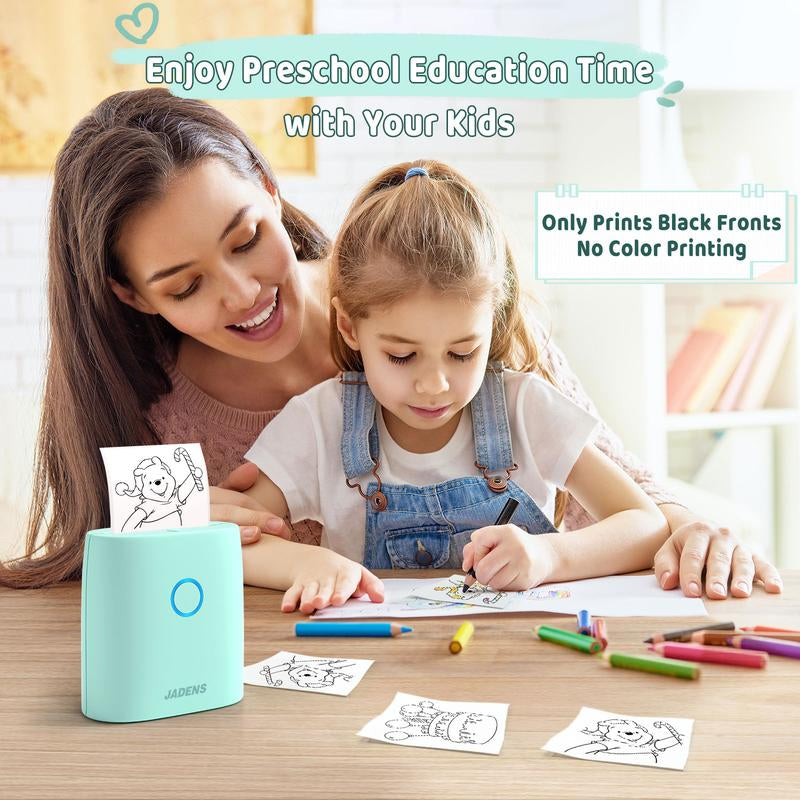 JADENS Mini Sticker Printer-2 Inch Bluetooth Thermal Pocket Printer,Inkless Portable Printer for Study Notes,Photos, Memos,Lists,Gifts,Journals