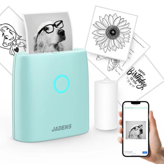 JADENS Mini Sticker Printer-2 Inch Bluetooth Thermal Pocket Printer,Inkless Portable Printer for Study Notes,Photos, Memos,Lists,Gifts,Journals