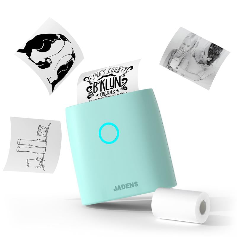 JADENS Mini Sticker Printer-2 Inch Bluetooth Thermal Pocket Printer,Inkless Portable Printer for Study Notes,Photos, Memos,Lists,Gifts,Journals