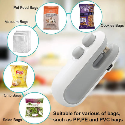 Plastic Bag Sealer Mini Portable USB Heat Bag Sealing Machine Plastic Bag Package Clip Bag Sealer Food Packaging Heat Sealer