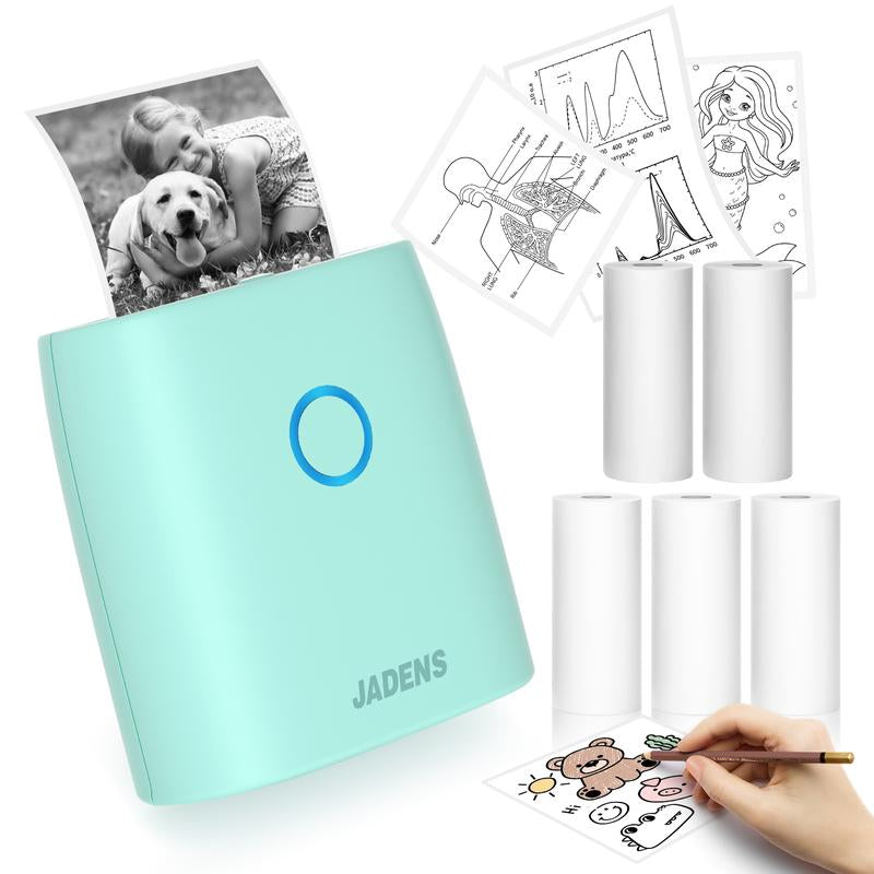 JADENS Mini Sticker Printer-2 Inch Bluetooth Thermal Pocket Printer,Inkless Portable Printer for Study Notes,Photos, Memos,Lists,Gifts,Journals