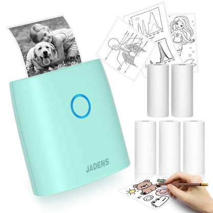 JADENS Mini Sticker Printer-2 Inch Bluetooth Thermal Pocket Printer,Inkless Portable Printer for Study Notes,Photos, Memos,Lists,Gifts,Journals